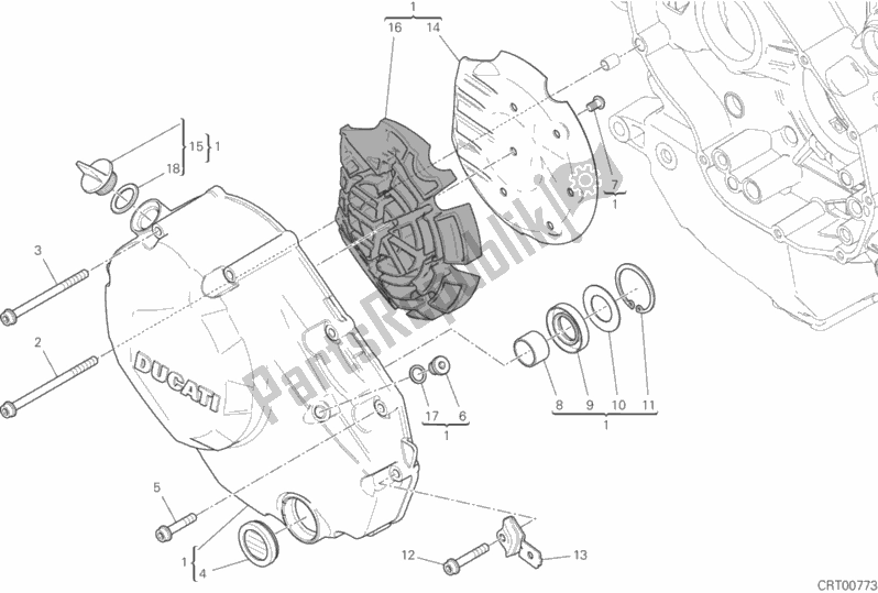 Alle onderdelen voor de Koppelingsdeksel van de Ducati Multistrada 1260 S D-air 2019